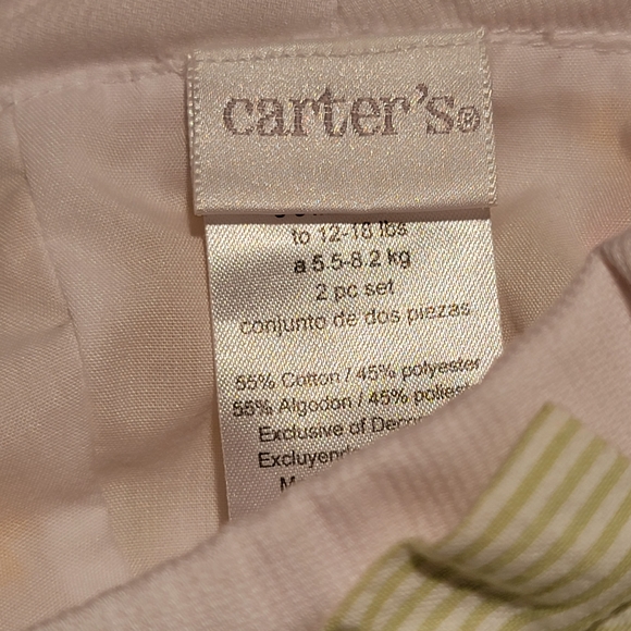 CARTER'S ♡ 2pc Vintage Lime Green 'n White Stripe Trim Bright Floral Romper 3-6M - Picture 17 of 17